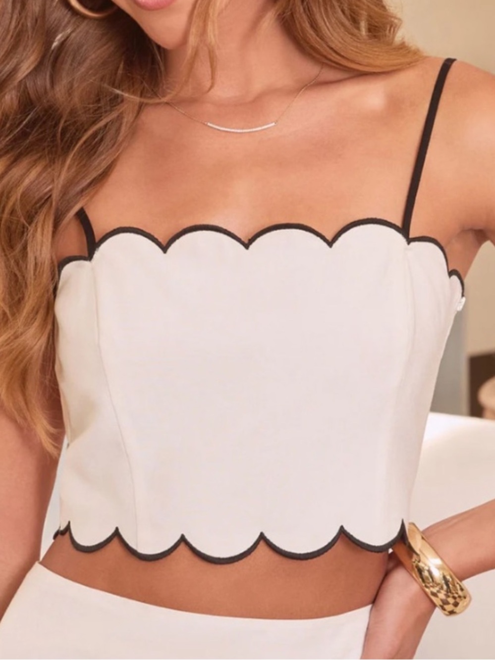 Vici White Scallop Hem Midi Skirt - Picture 3 of 14